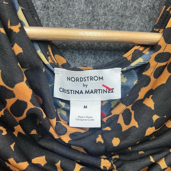 CRISTINA MARTINEZ/Nordstrom Ruched Print Top In Brown Bloom Smudge Size Medium - Picture 11 of 16